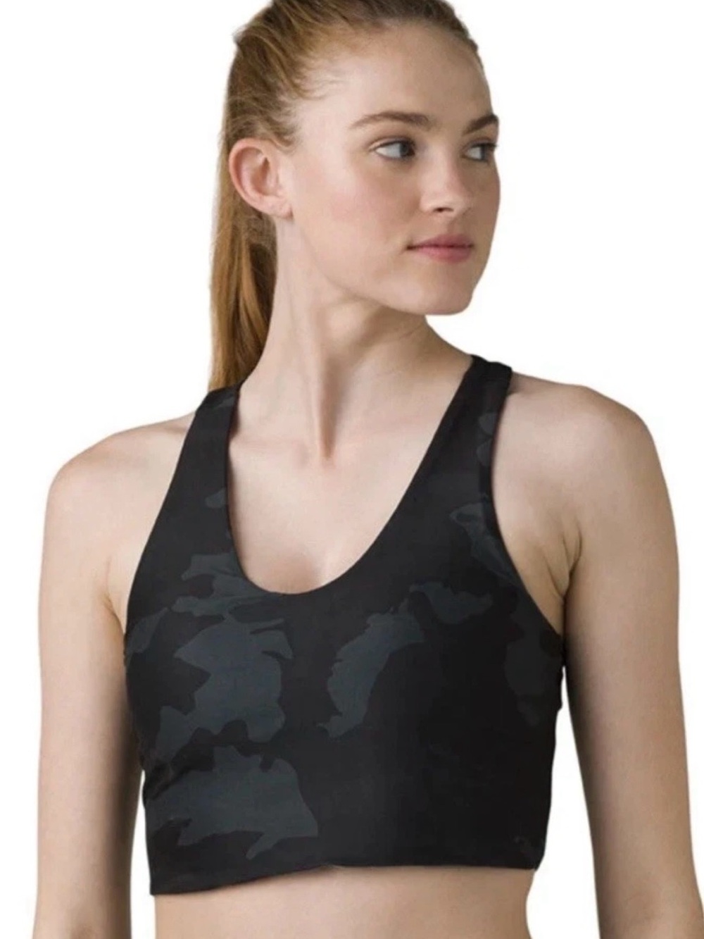 Prana Black Camouflage Seamless Athletic Sports Bra
